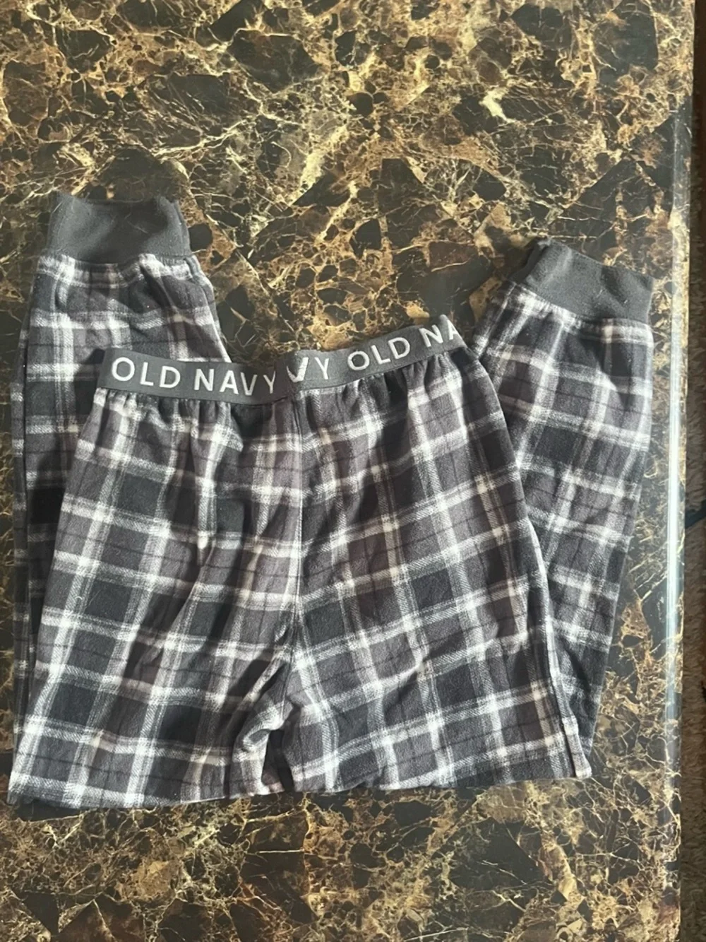 Kids Old Navy Gray &  Black Plaid Flannel Jogger Pants